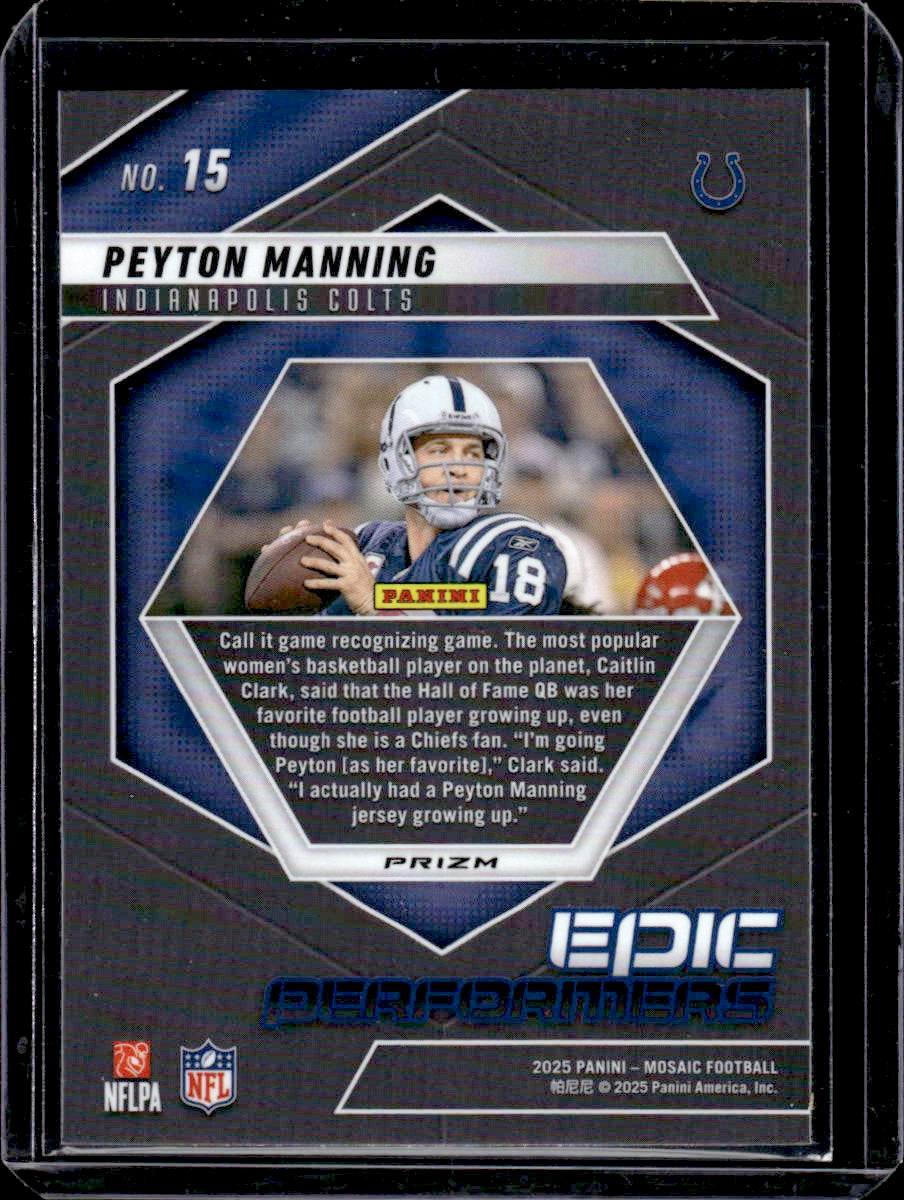 2025 Panini Mosaic Peyton Manning Epic Performers Mosaic Orange Fluorescent #15