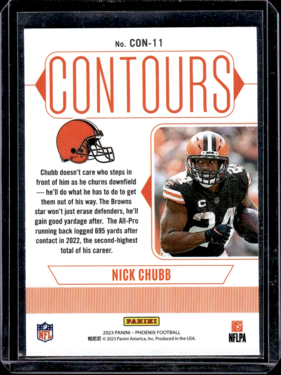 2023 Panini Phoenix Nick Chubb Contours Silver Seismic #CON-11