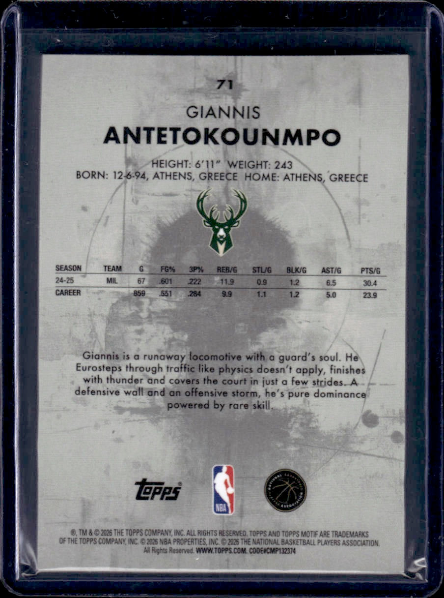 2025-26 Topps Motif Giannis Antetokounmpo #/99 #71