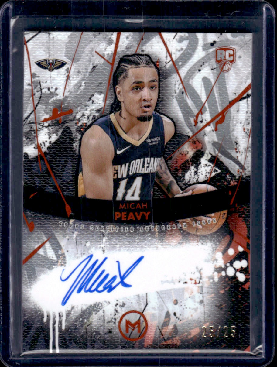 2025-26 Topps Motif Micah Peavy Spray Paint Cadmium Orange #/25 AU #SPS-MP