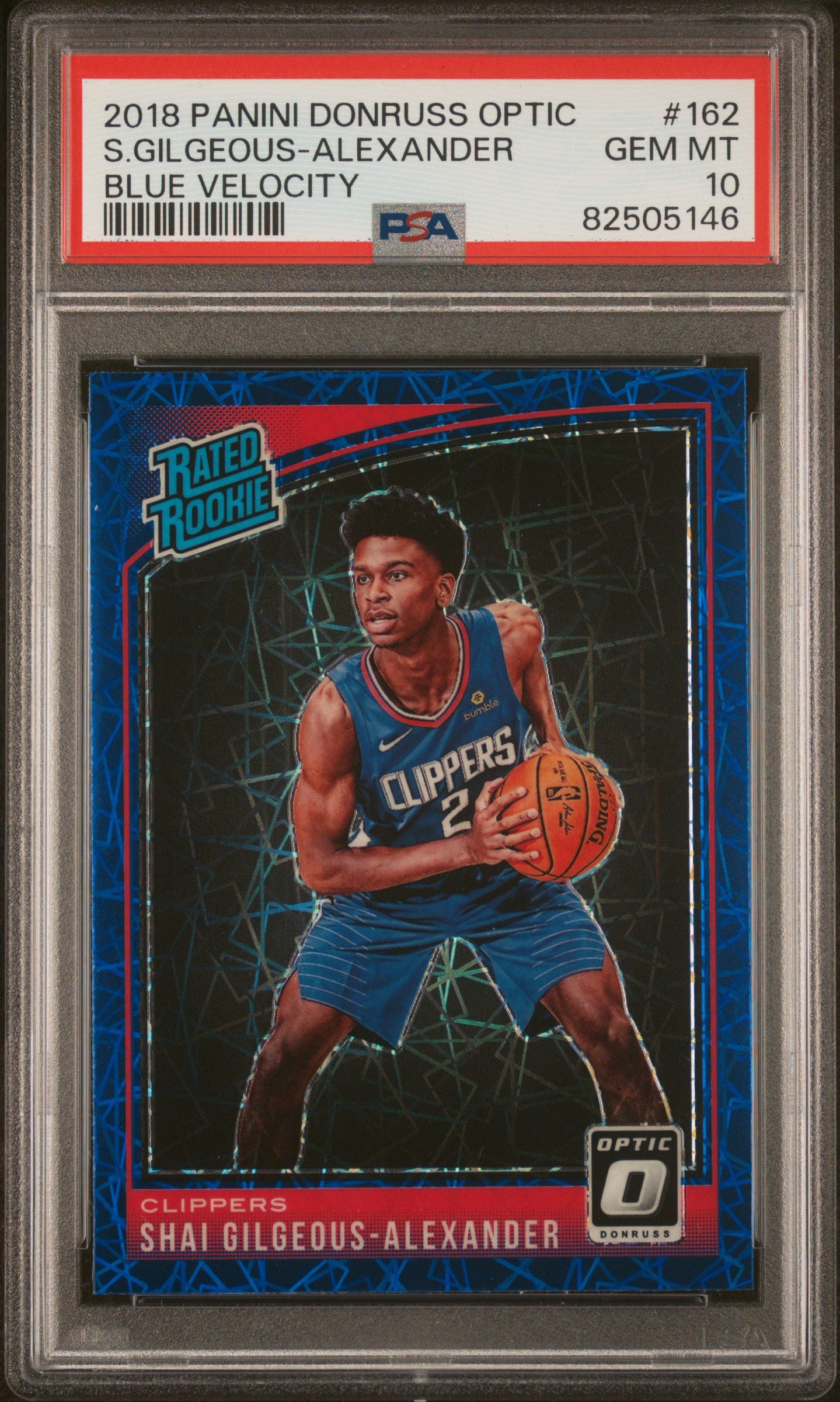 2018 Panini Donruss Optic S.Gilgeous-Alexander Blue Velocity #162 PSA