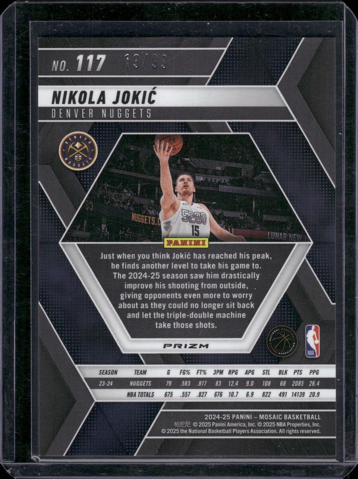 2024-25 Panini Mosaic Nikola Jokic Fast Break Red Mosaic #/99 #117