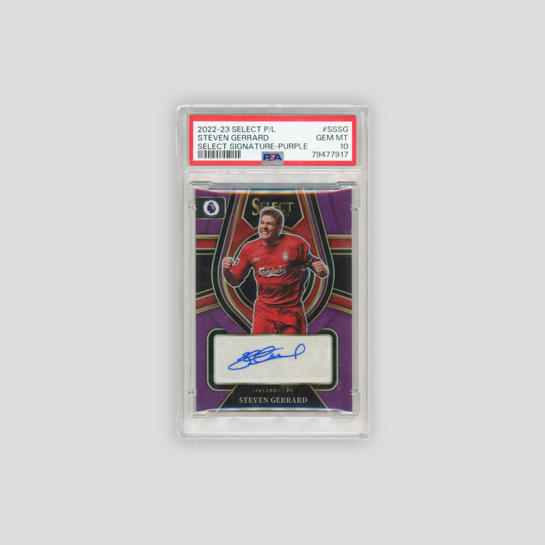 2022-23 Panini Select EPL Steven Gerrard /49 Purple Auto #SSSG (PSA 10)