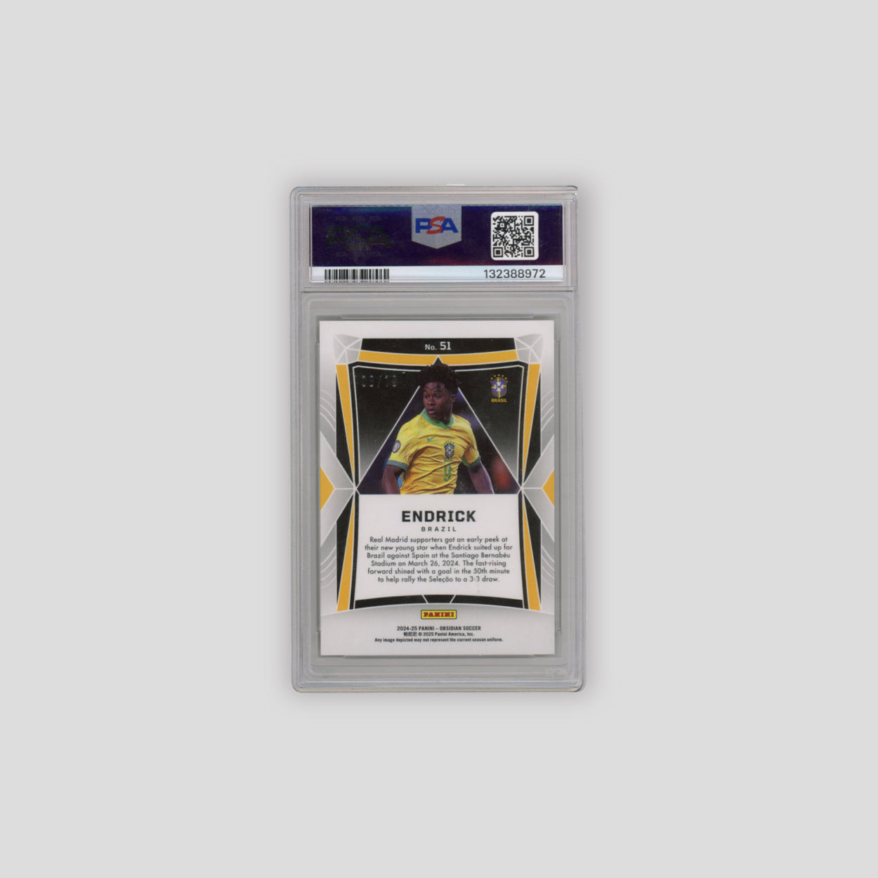 2024-25 Panini Obsidian Endrick Etch Gold Flood /10 #51 (PSA 9)