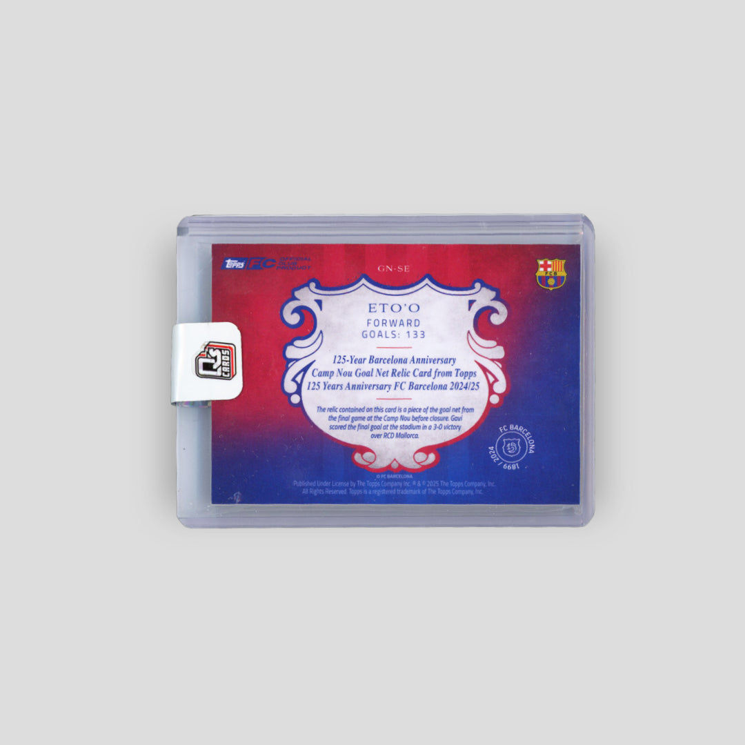 2025 Topps FC Barcelona 125 Eto'o Camp Nou Relic /99 - Q's Cards