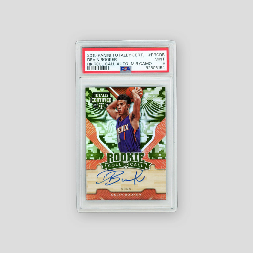 2015-16 Panini Totally Certified Devin Booker Rookie Roll Call RC Camo (PSA 9) - Q's Cards