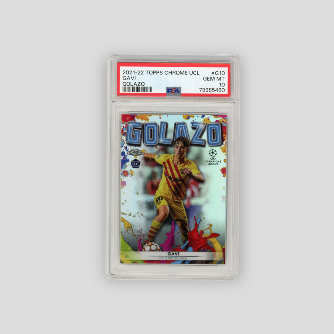 2021/22 Topps Chrome UCL Gavi RC Golazo (PSA 10) - Q's Cards