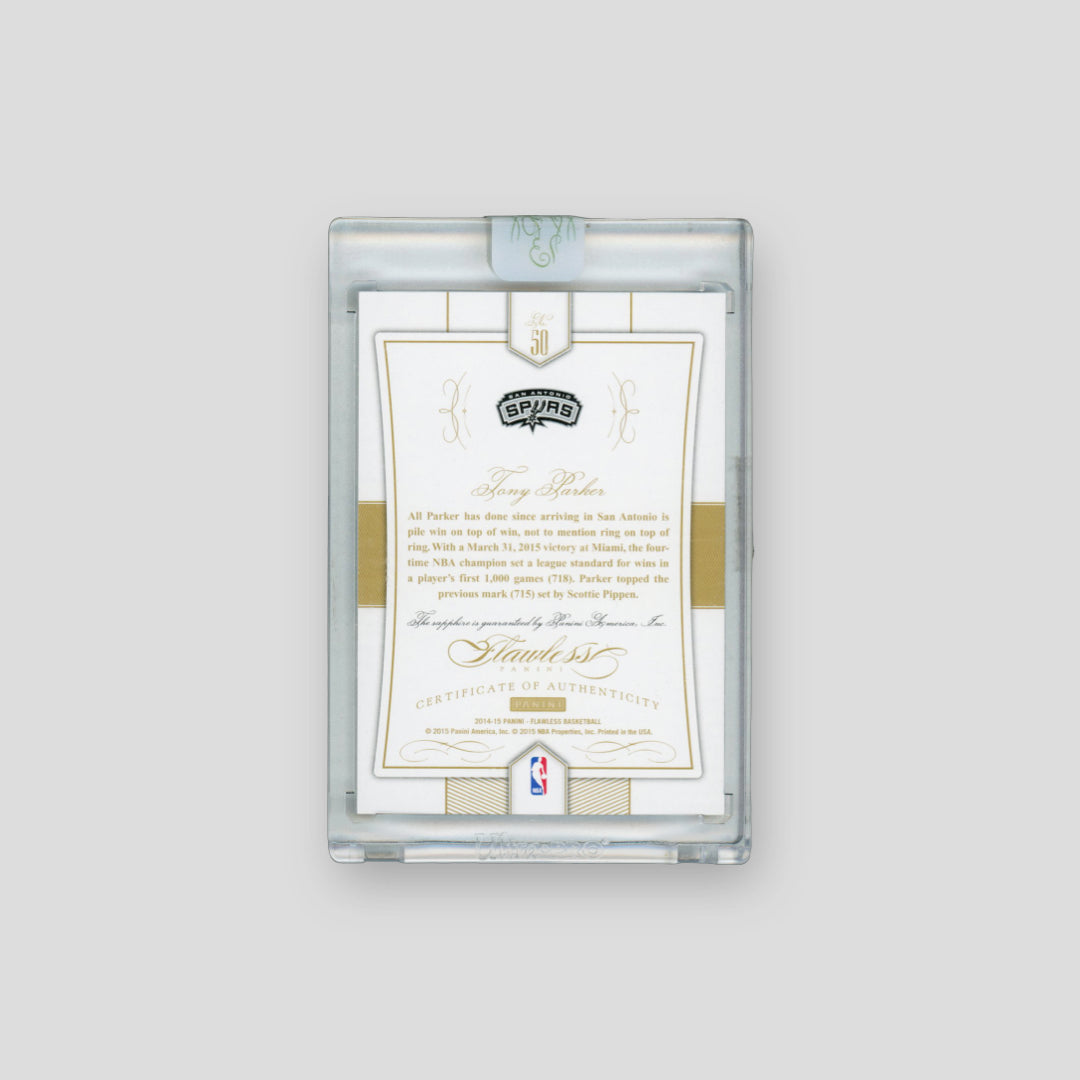 2014-15 Panini Flawless Basketball Tony Parker Sapphire /10 - Q's Cards