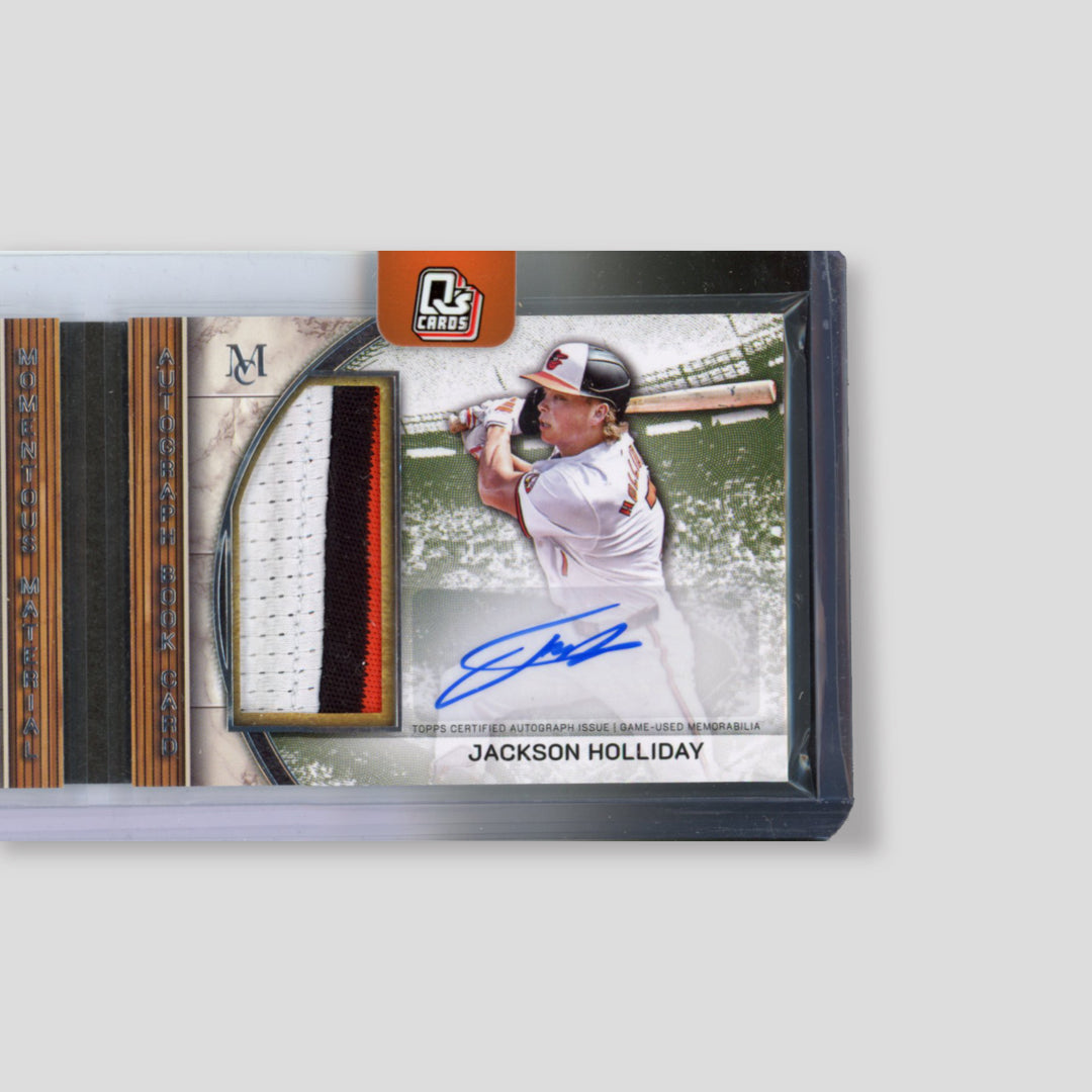 2025 Topps Museum Baseball Jackson Holiday / Gunnar Henderson Momentous Material Dual Jumbo Patch Auto - Q's Cards