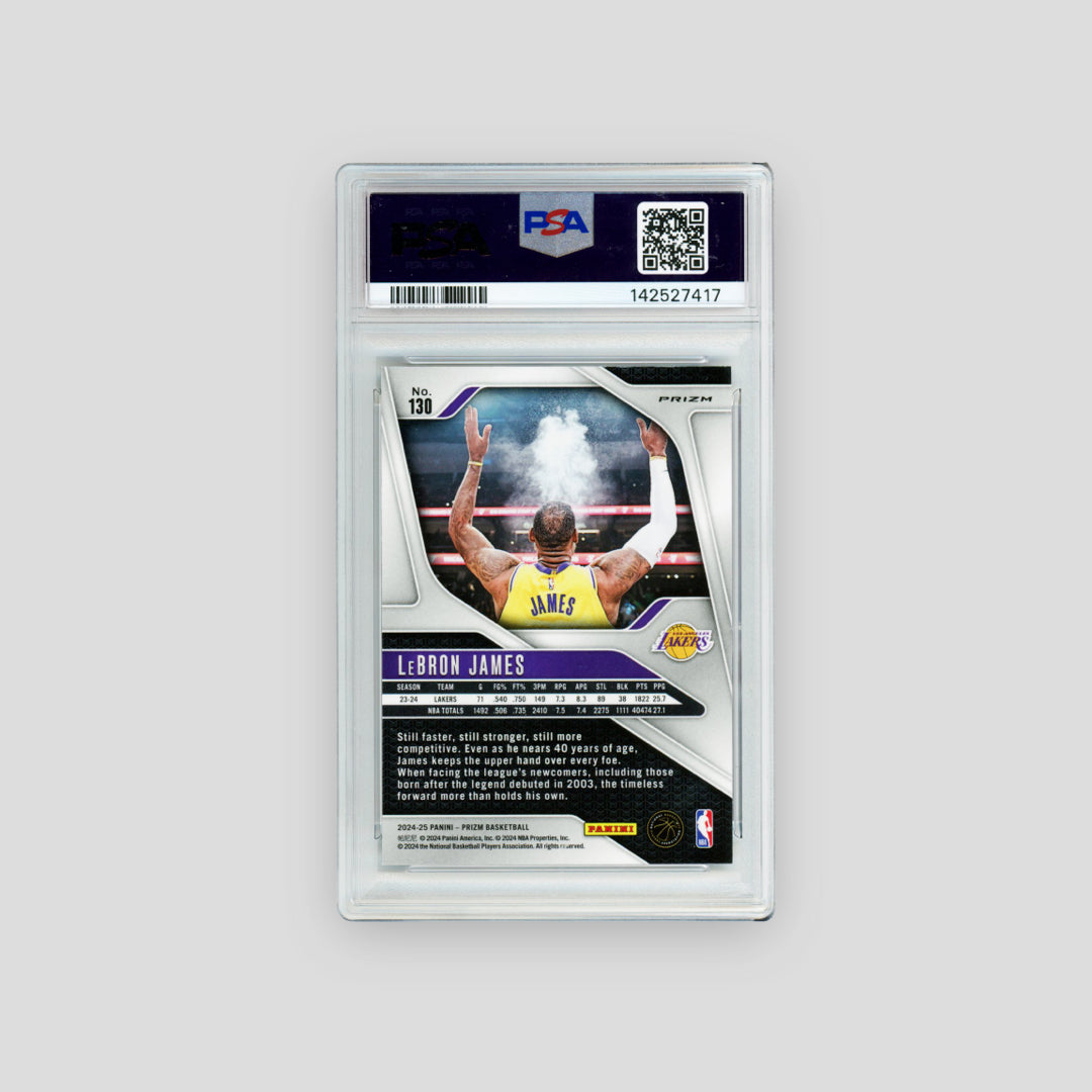 2024-25 Panini Prizm Red White Blue Lebron James #130 (PSA 10) - Q's Cards