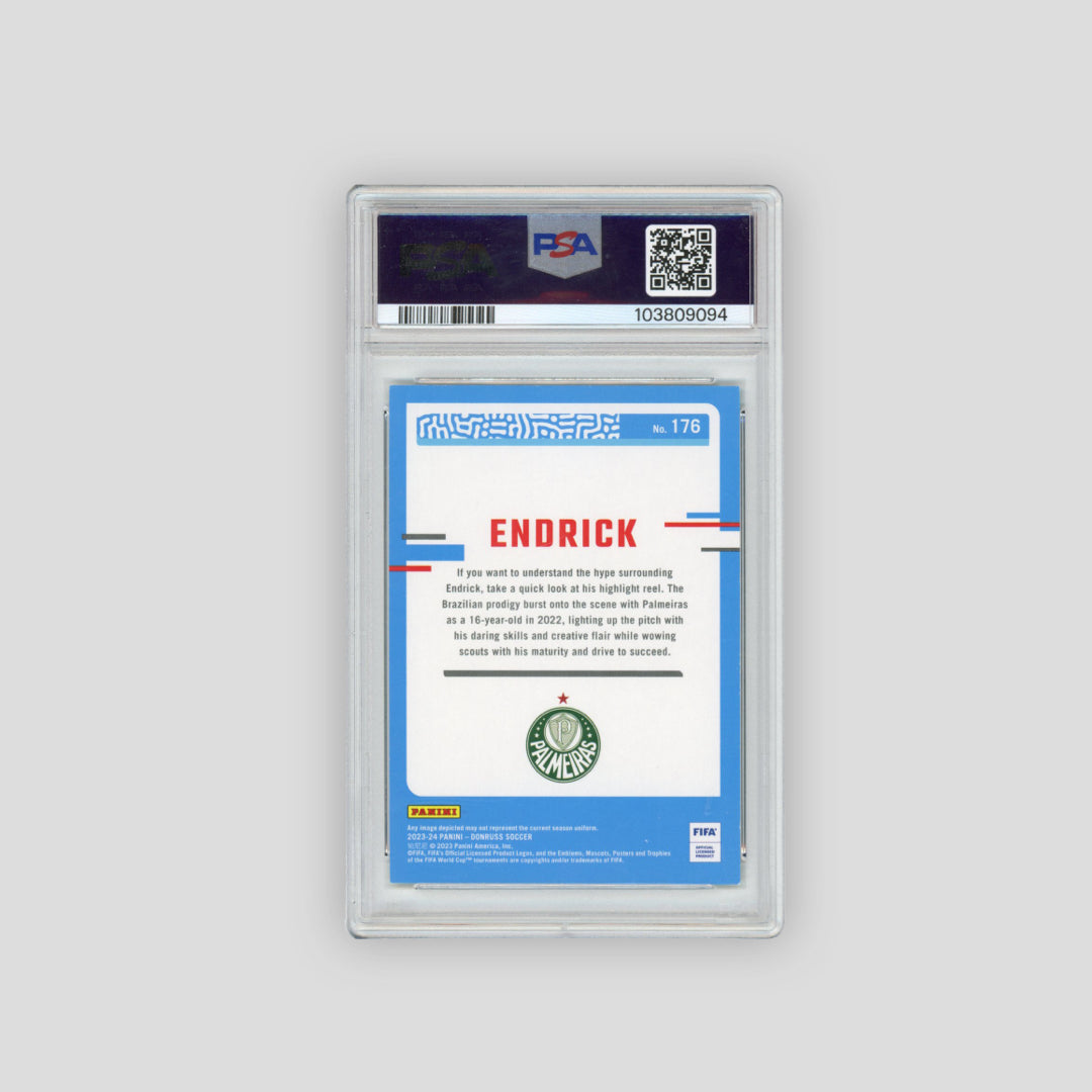 2023/24 Panini Donruss FIFA Endrick Rated Rookie Teal (PSA 7) - Q's Cards