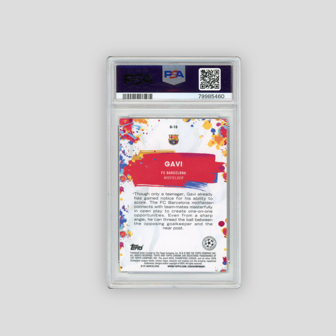 2021/22 Topps Chrome UCL Gavi RC Golazo (PSA 10) - Q's Cards