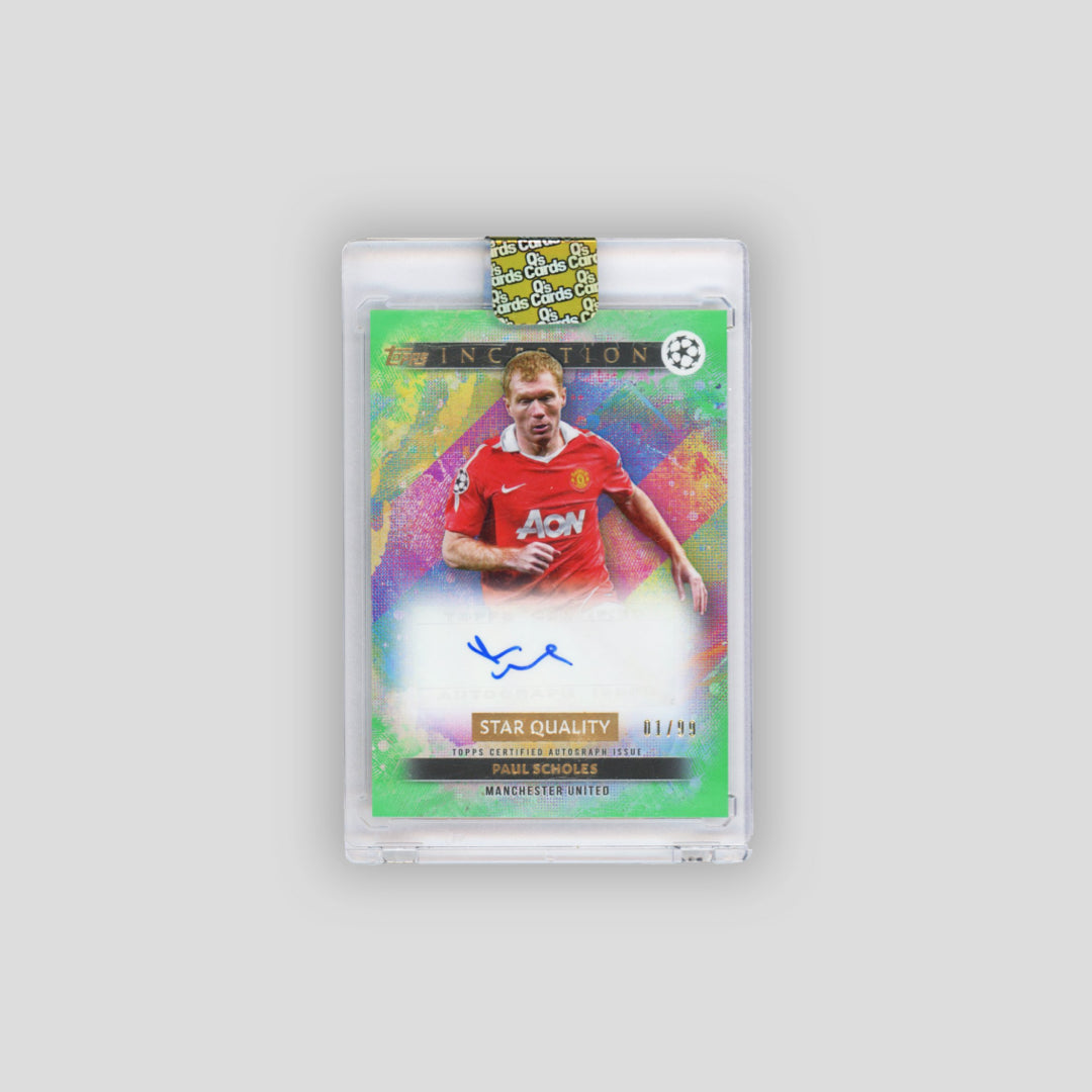2024-25 Topps Inception UCC Paul Scholes Green Auto /99 #SQA-PS - Q's Cards