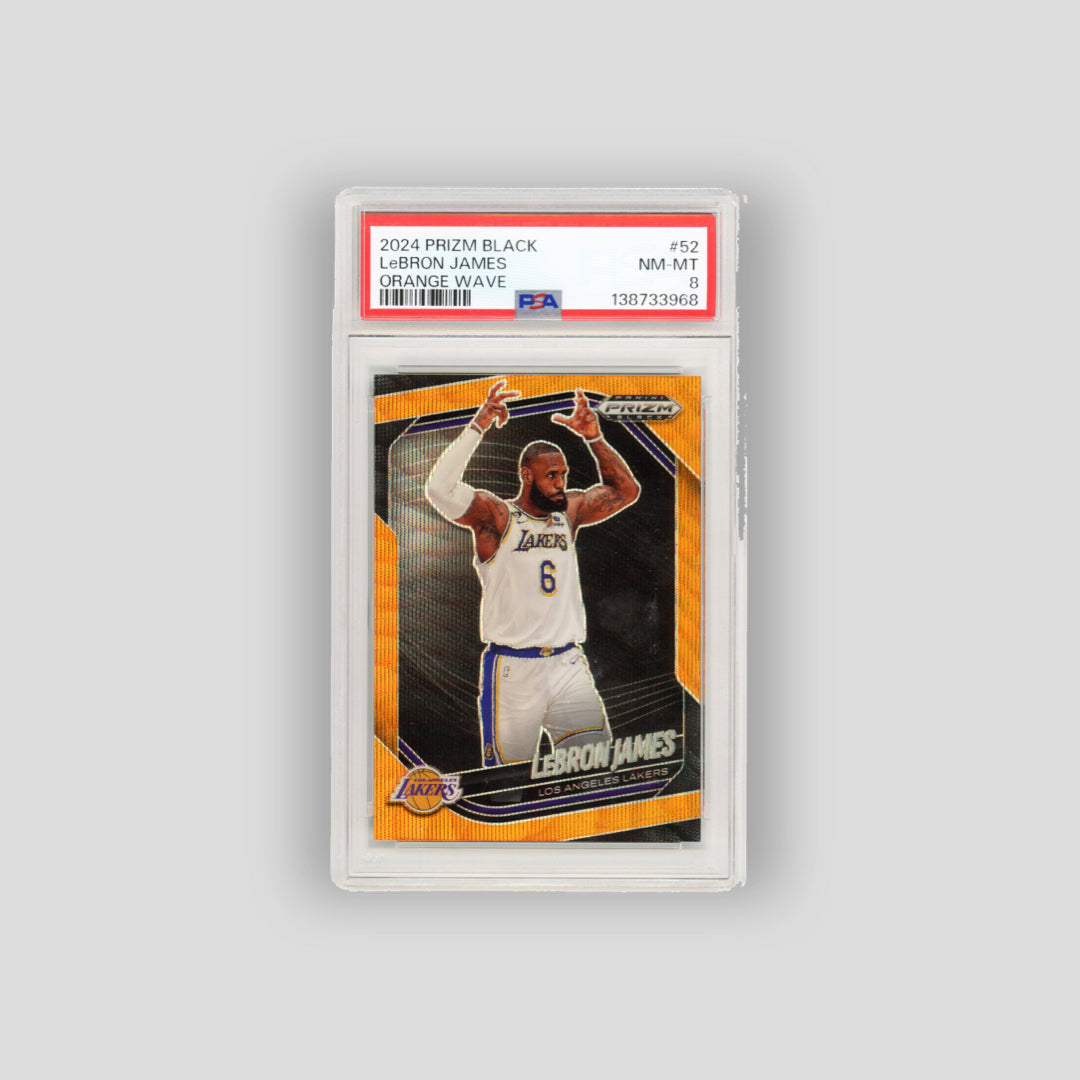 2024-25 Panini Prizm Black Lebron James Orange Wave /60 #52 (PSA 8) - Q's Cards
