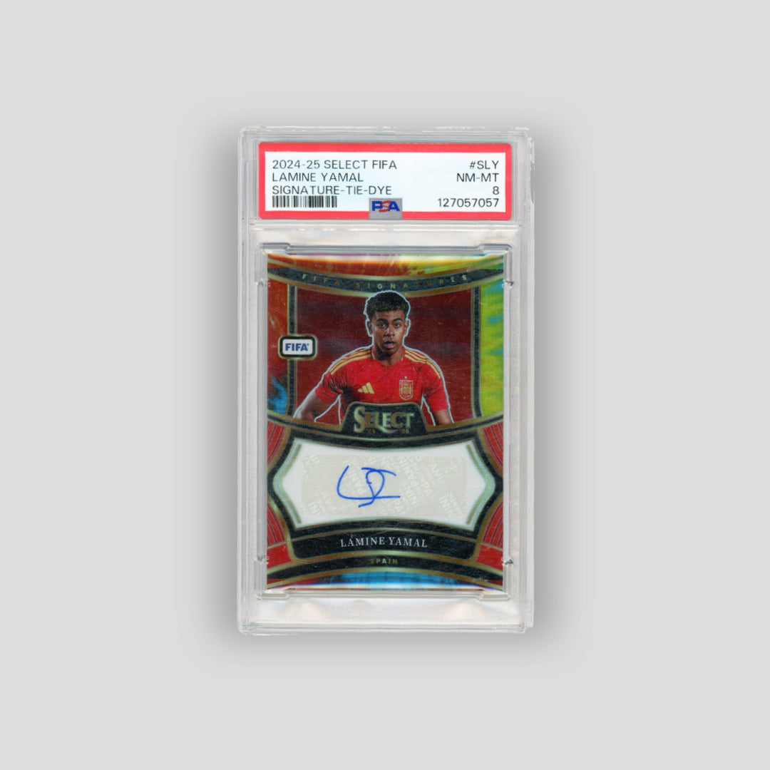 2024-25 Panini Select FIFA Lamine Yamal Tie Dye Auto /25 PSA8 #SLY