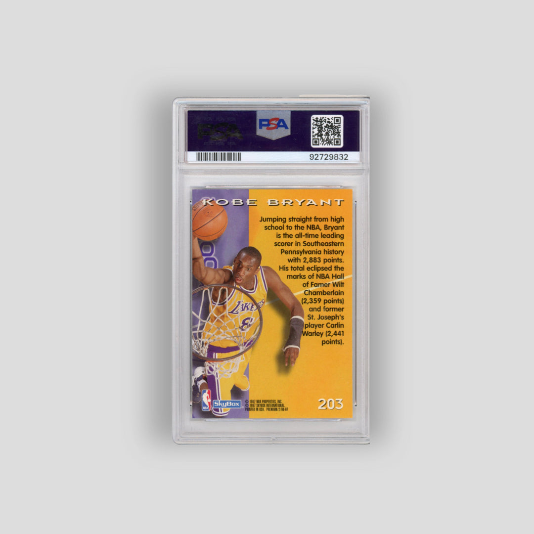 1996-97 Skybox Premium Kobe Bryant Rookie RC #203 (PSA 9) - Q's Cards