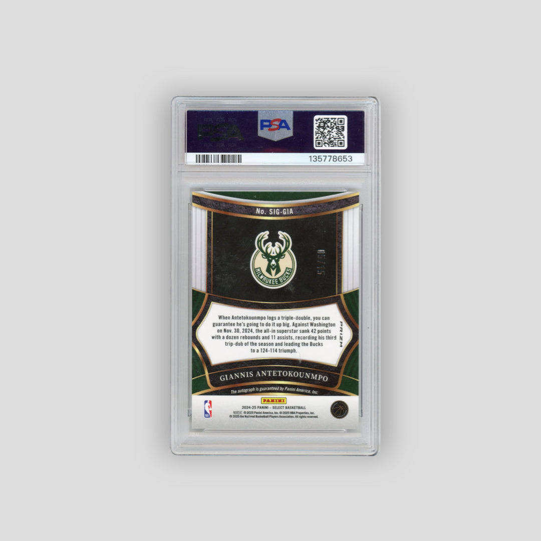 2024 Panini Select Giannis Antetokounmpo Neon Purple Auto FOTL /15 #SIGGIA (PSA 10)