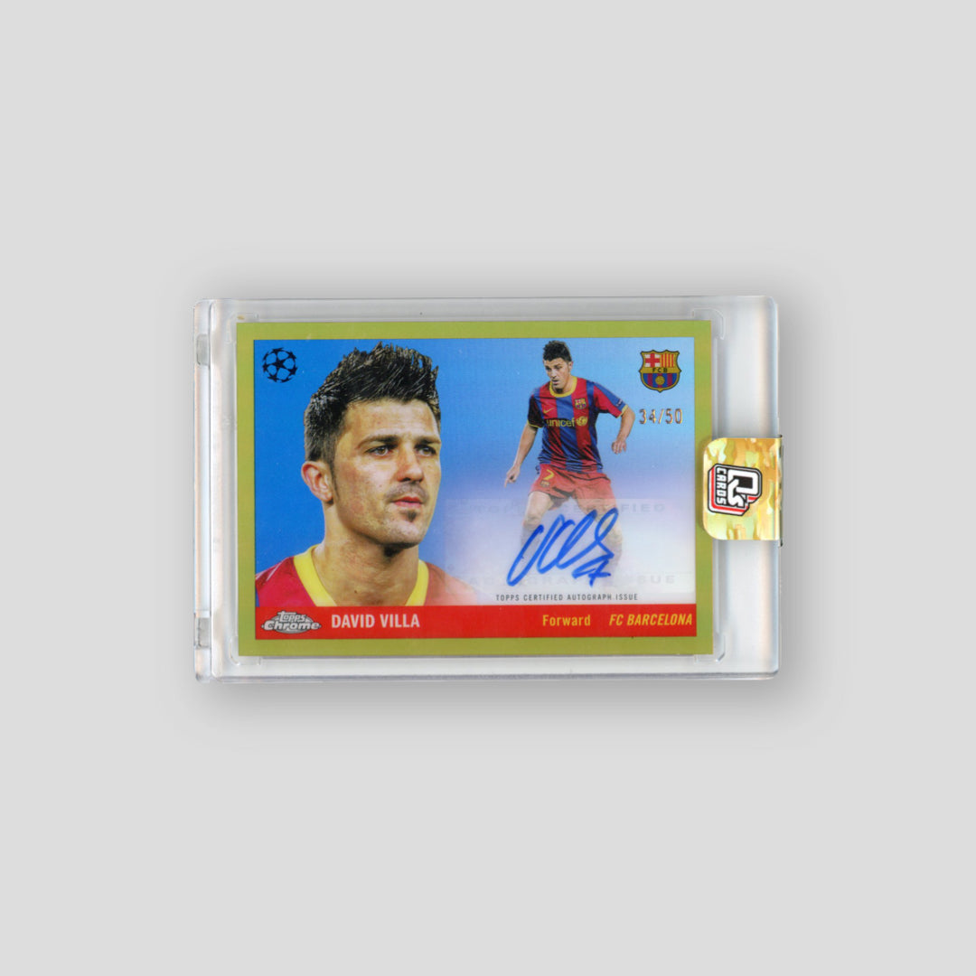 2025-26 Topps Flagship UCC David Villa 1955 Gold Auto /50 #55-DV - Q's Cards