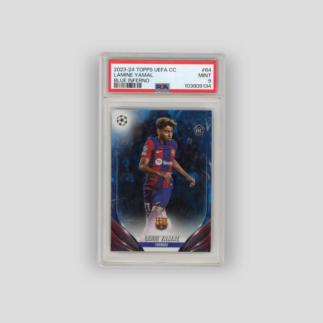 2023-24 Topps UCC Lamine Yamal Blue Inferno #64 (PSA 9) - Q's Cards