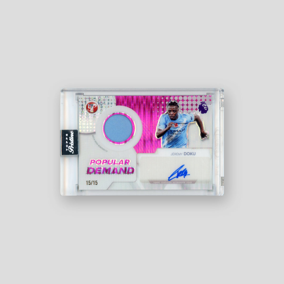 2025-26 Topps Pristine Premier League Jérémy Doku Pink Auto Relic /15 #128