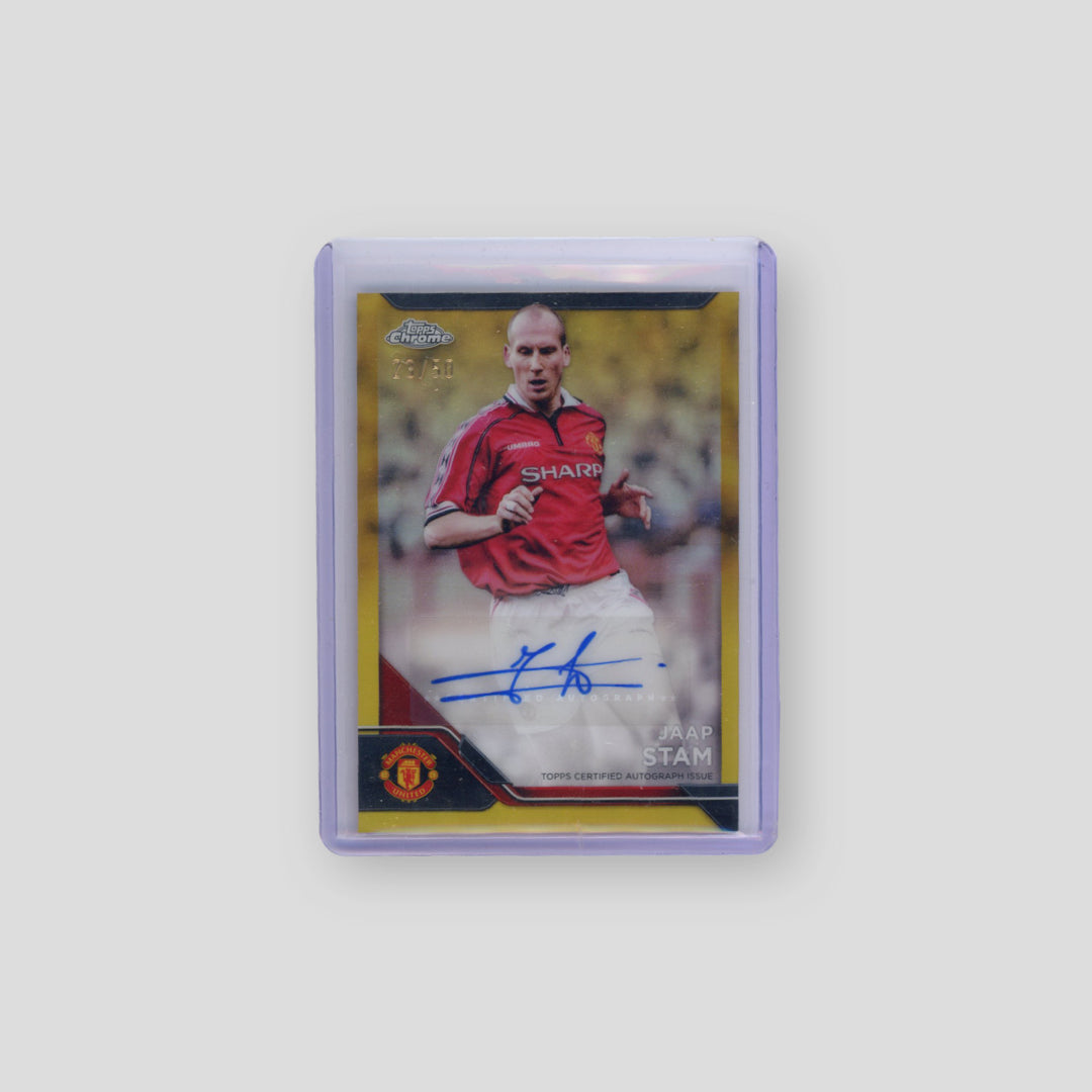 2025 Topps Chrome Jaap Stam Manchester United Gold /50 #CA-JS - Q's Cards