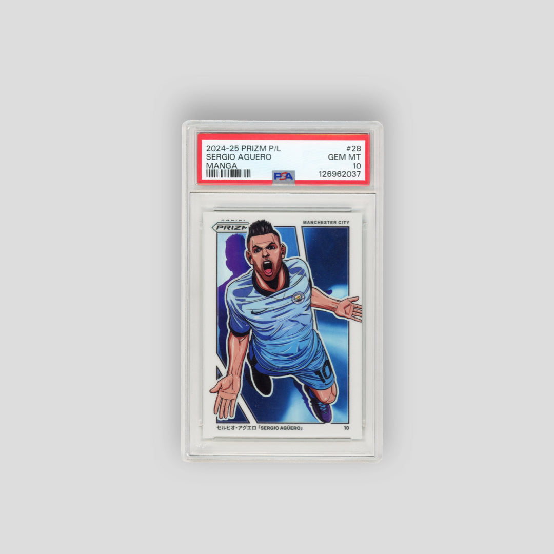 2024-25 Panini Prizm Premier League Manga Sergio Aguero #28 (PSA 10) - Q's Cards