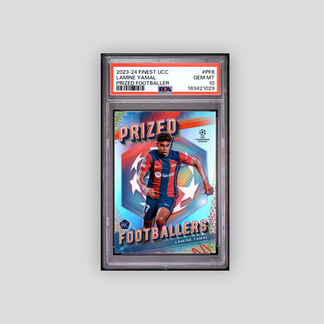 2023-24 Topps Finest Prized Footballer Lamine Yamal #PF8 PSA 10 - Q's Cards