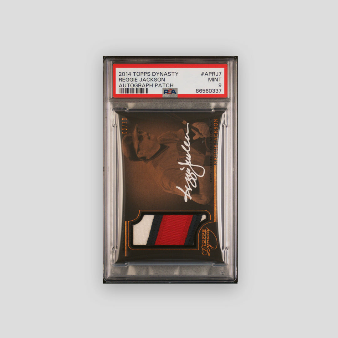 2014 Topps Dynasty Autograph Patch #APRJ7 Reggie Jackson Autograph Patch PSA 9