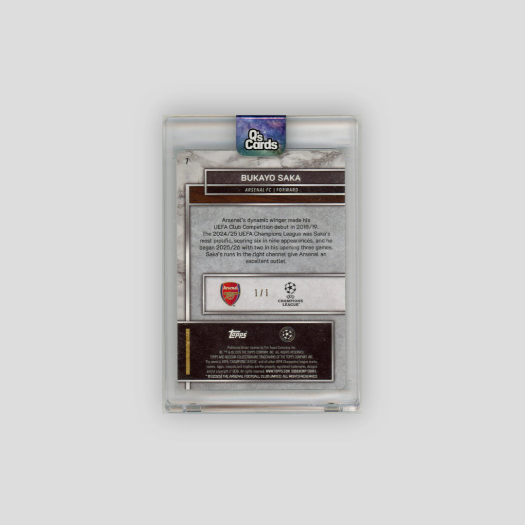 2025-26 Topps Museum UCC Bukayo Saka Printing Plate 1/1 #7 - Topps