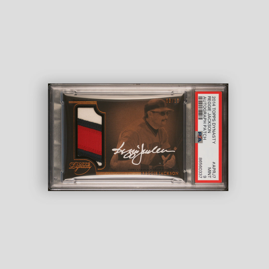 2014 Topps Dynasty Autograph Patch #APRJ7 Reggie Jackson Autograph Patch PSA 9