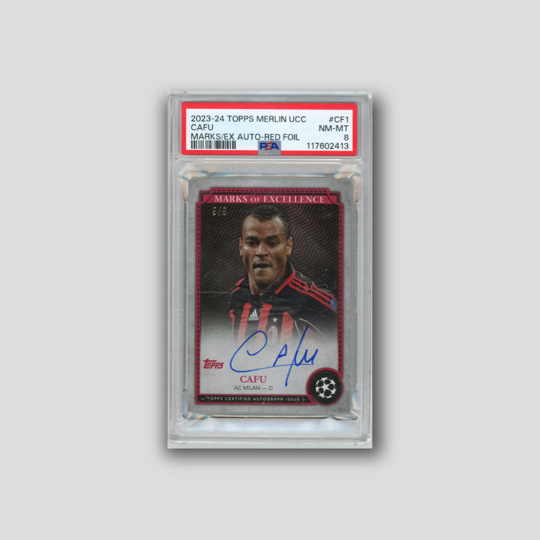 2023-24 Merlin UCC Cafu Marks of Excellence Autographs Red /5 PSA 8 #EX-CF1 - CDP