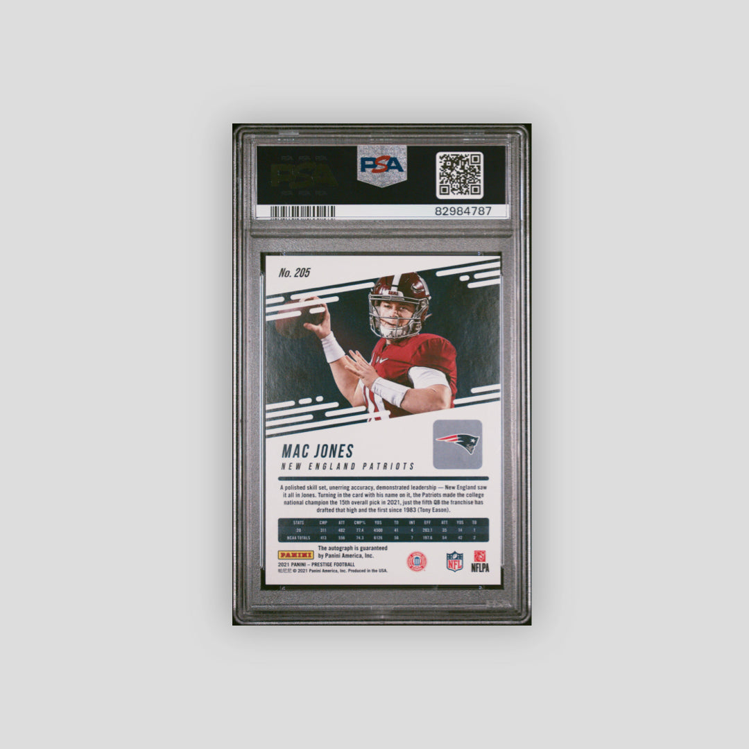 2021 Panini Prestige Mac Jones Sig-Red Premium Xp #205 PSA 10