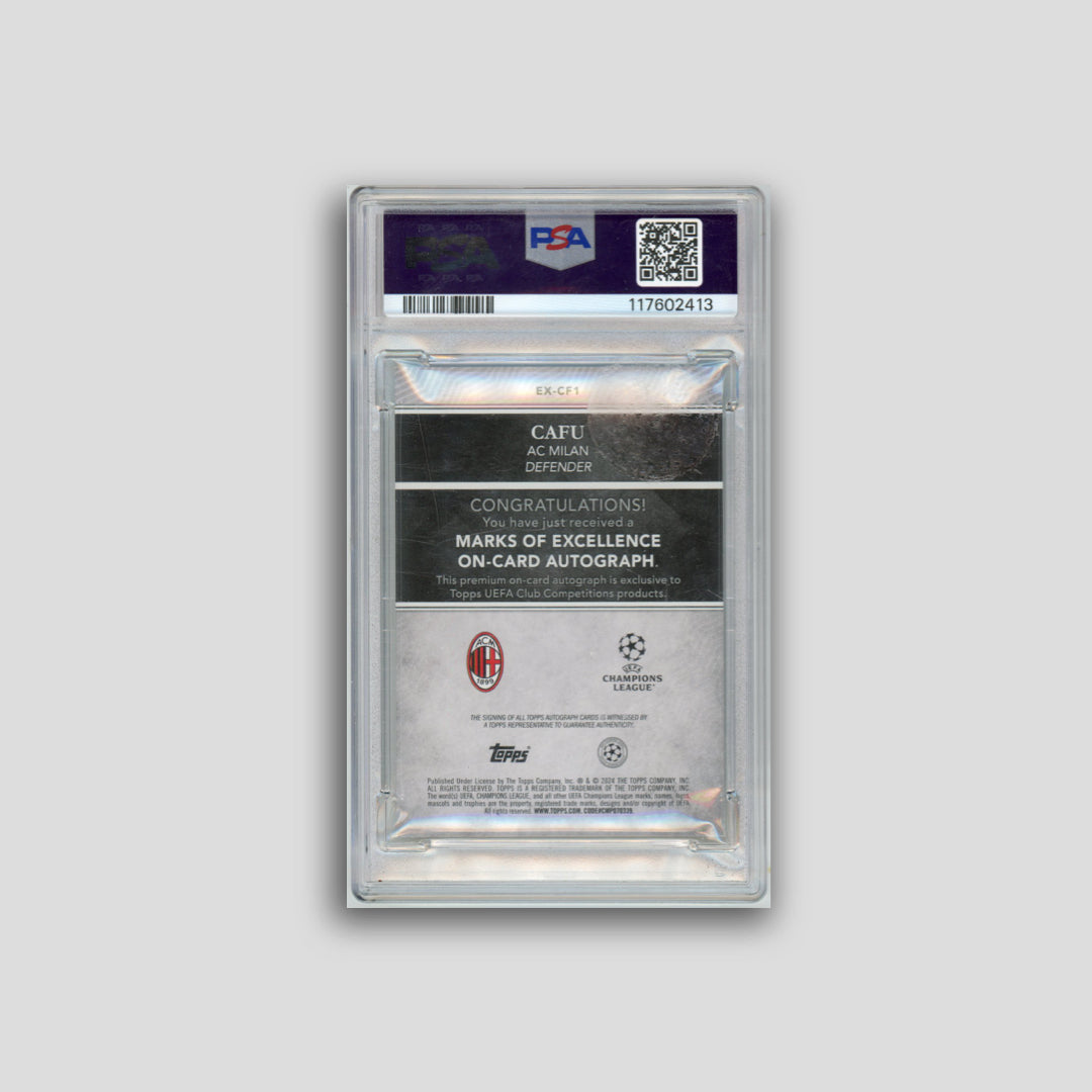 2023-24 Merlin UCC Cafu Marks of Excellence Autographs Red /5 PSA 8 #EX-CF1 - CDP