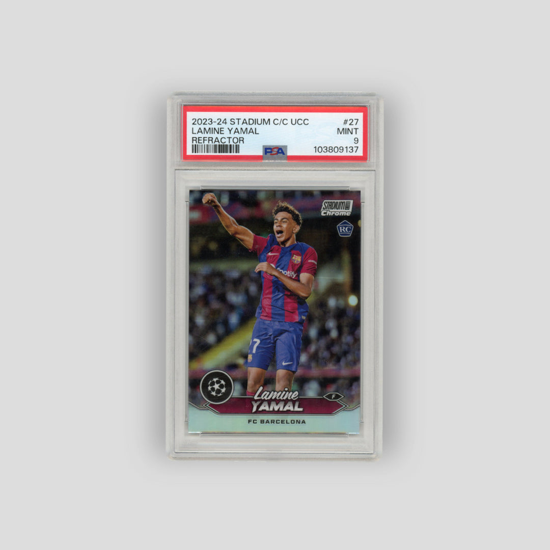 2023-24 Topps Stadium Club Lamine Yamal Refractor #27 (PSA 9) - Q's Cards