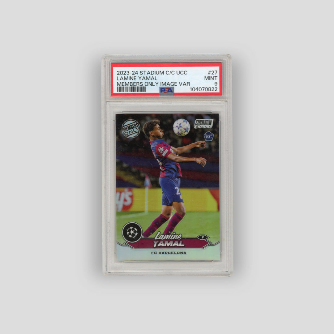 2023-24 Topps Stadium Club Chrome Lamine Yamal Members Only Refractor #27 (PSA 9) - Q's Cards