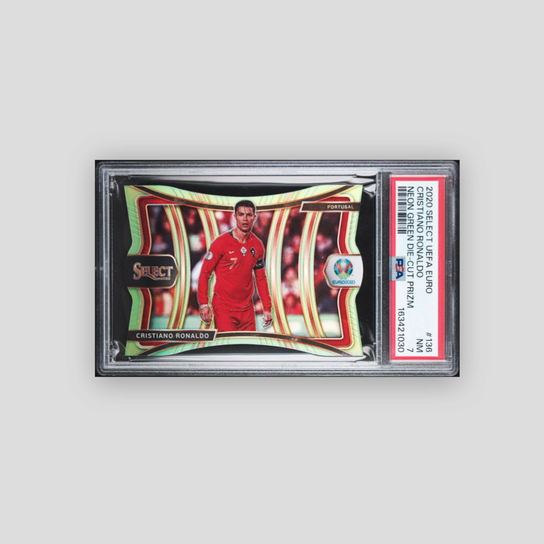 2020 Panini Select UEFA EURO Christiano Ronaldo Mezzanine Neon Green /149 #163 PSA 7 - Q's Cards