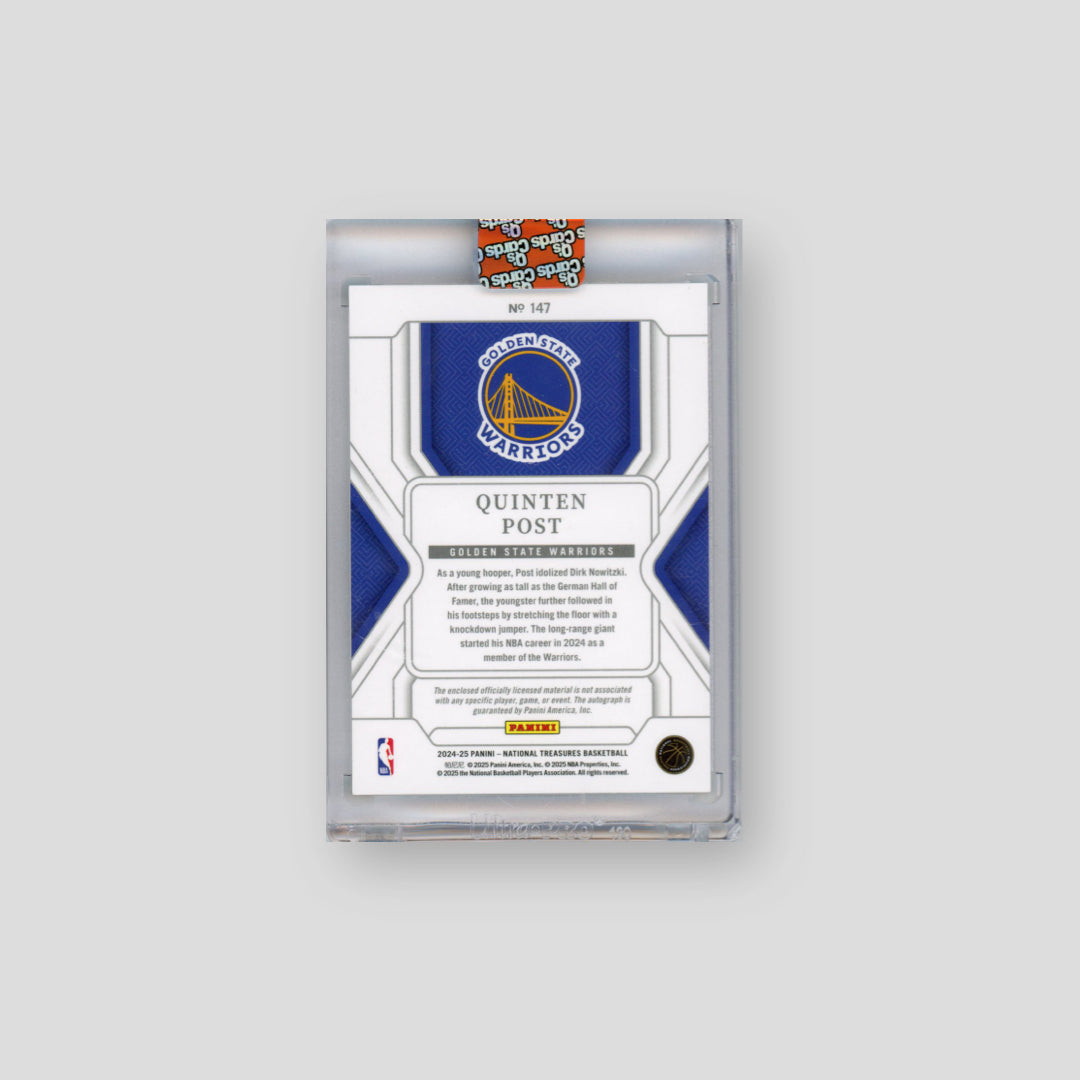 2024-25 Panini National Treasures Quinten Post Patch Auto Orange /75 RC #147