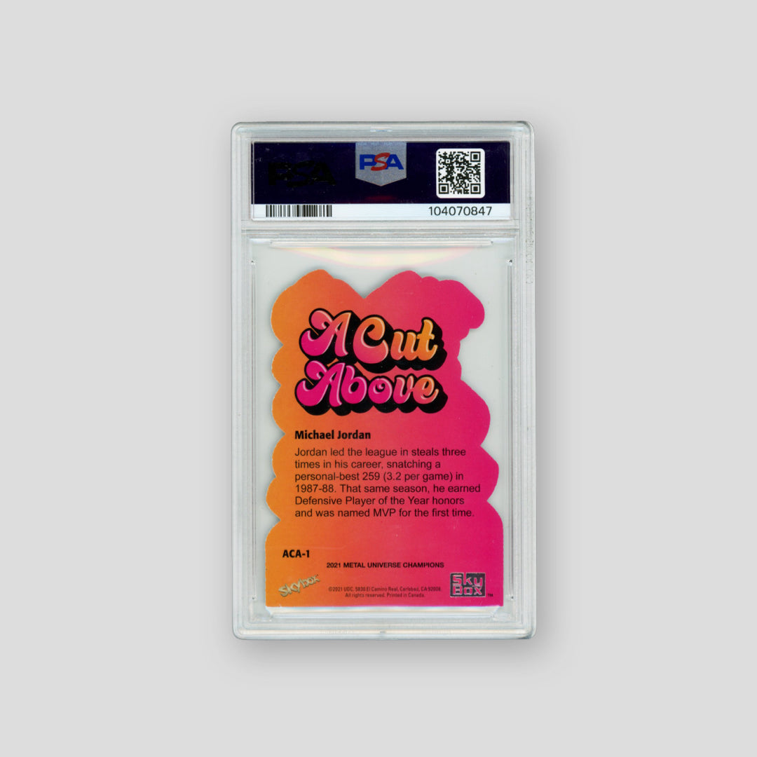 2021 Metal Universe Michael Jordan A Cut Above Die-Cut (PSA 9) - Q's Cards