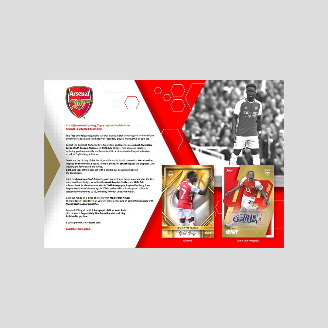 2023-24 Topps Soccer Arsenal Team Set Box