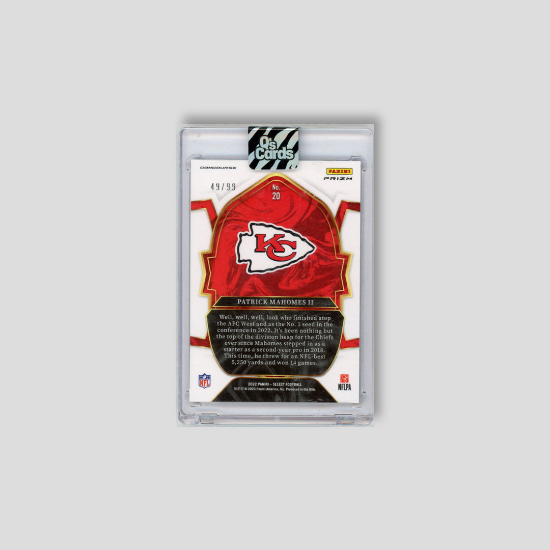 2022 Panini Select Patrick Mahomes II Red Prizm #/99 #20 - Panini