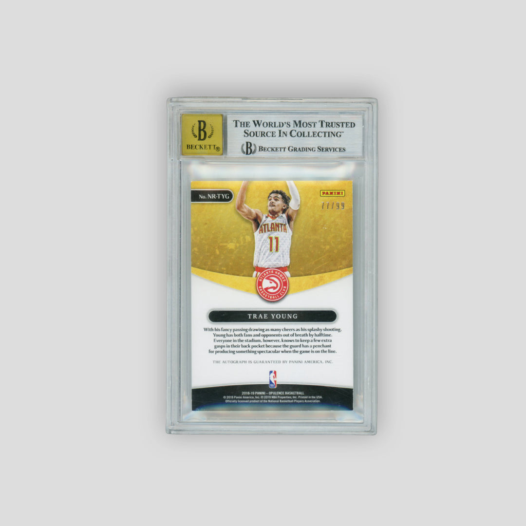 2018 Panini Opulence Trae Young RC Nouveau Riche Signatures /99 (BGS 8 - Auto 10) - Q's Cards