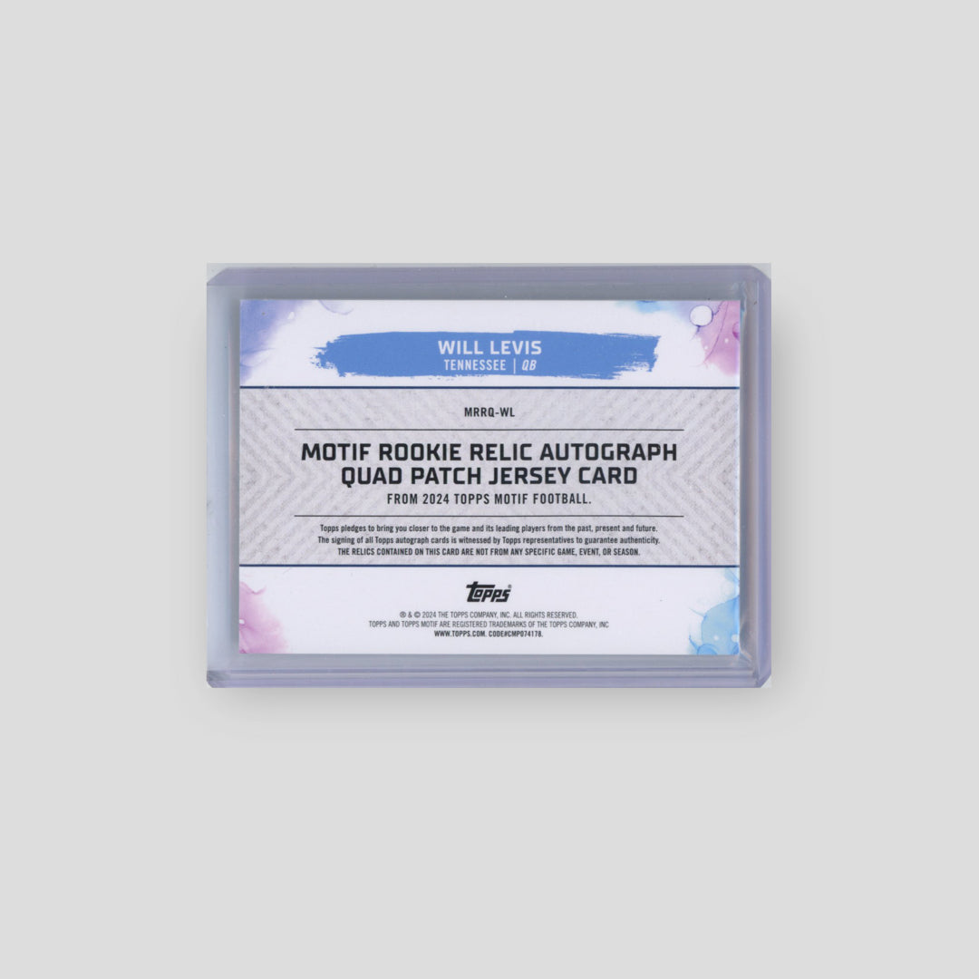 2024 Topps Motif Will Levis Rookie Auto Relic /99 #MRRQ-WL