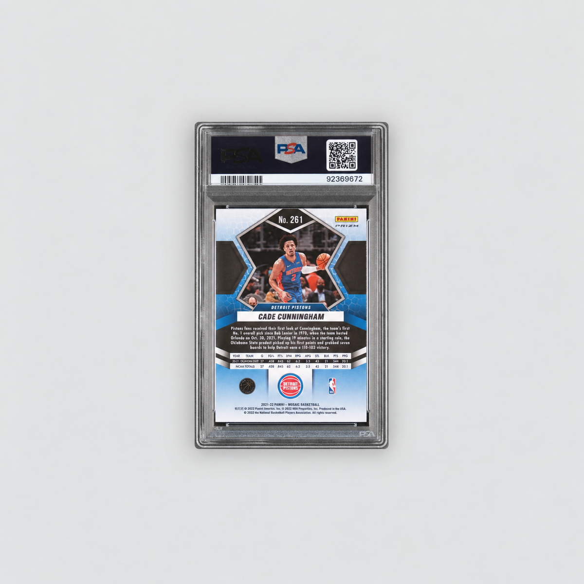 2021 Panini Mosaic Cade Cunningham Peacock Choice #261 PSA 10 - CDP