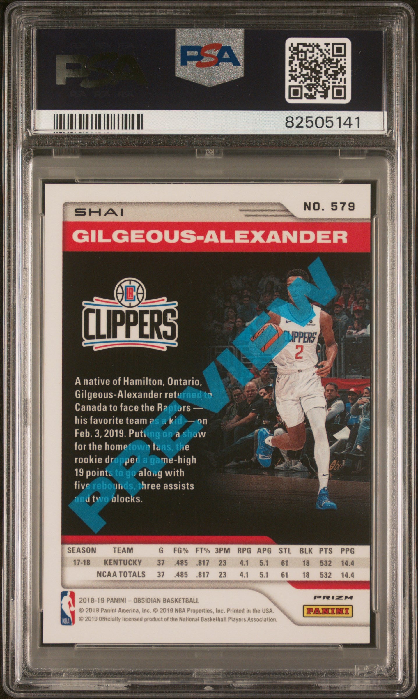 2018 Panini Chronicles #579 S.Gilgeous-Alexander PSA 10 - CDP