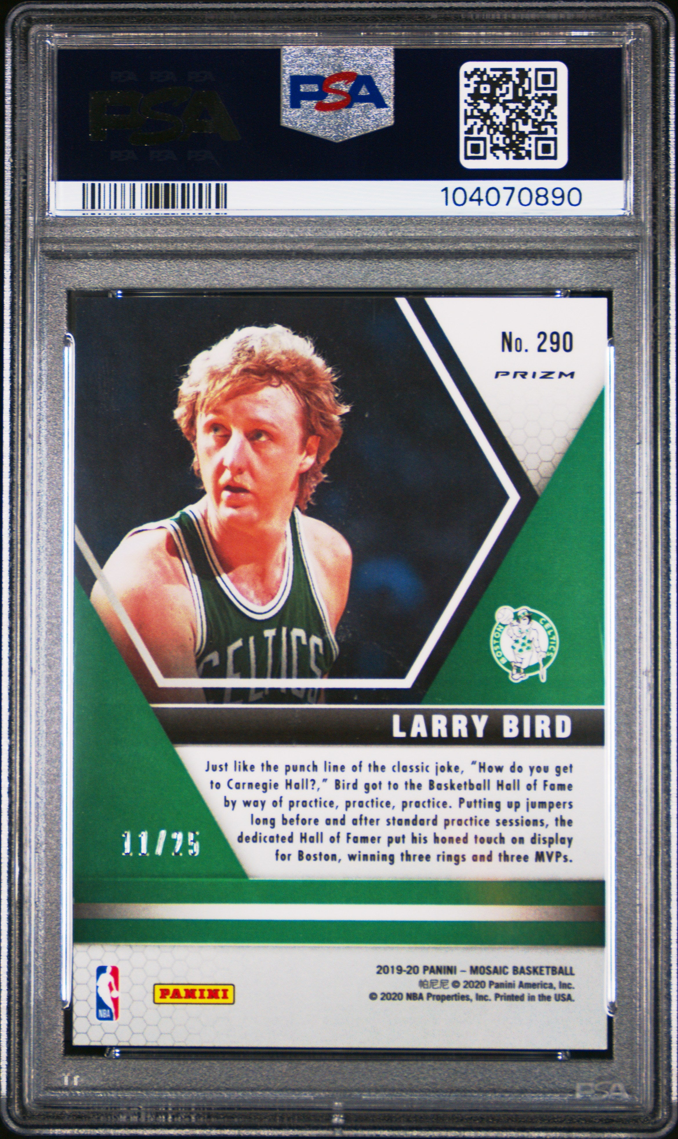 2019 Panini Mosaic #290 Larry Bird White Mosaic PSA 10 - CDP