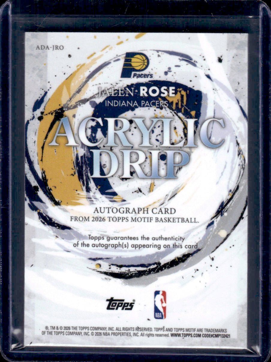 2025-26 Topps Motif Jalen Rose Acrylic Drip Winsor Green #/10 AU #ADA-JRO