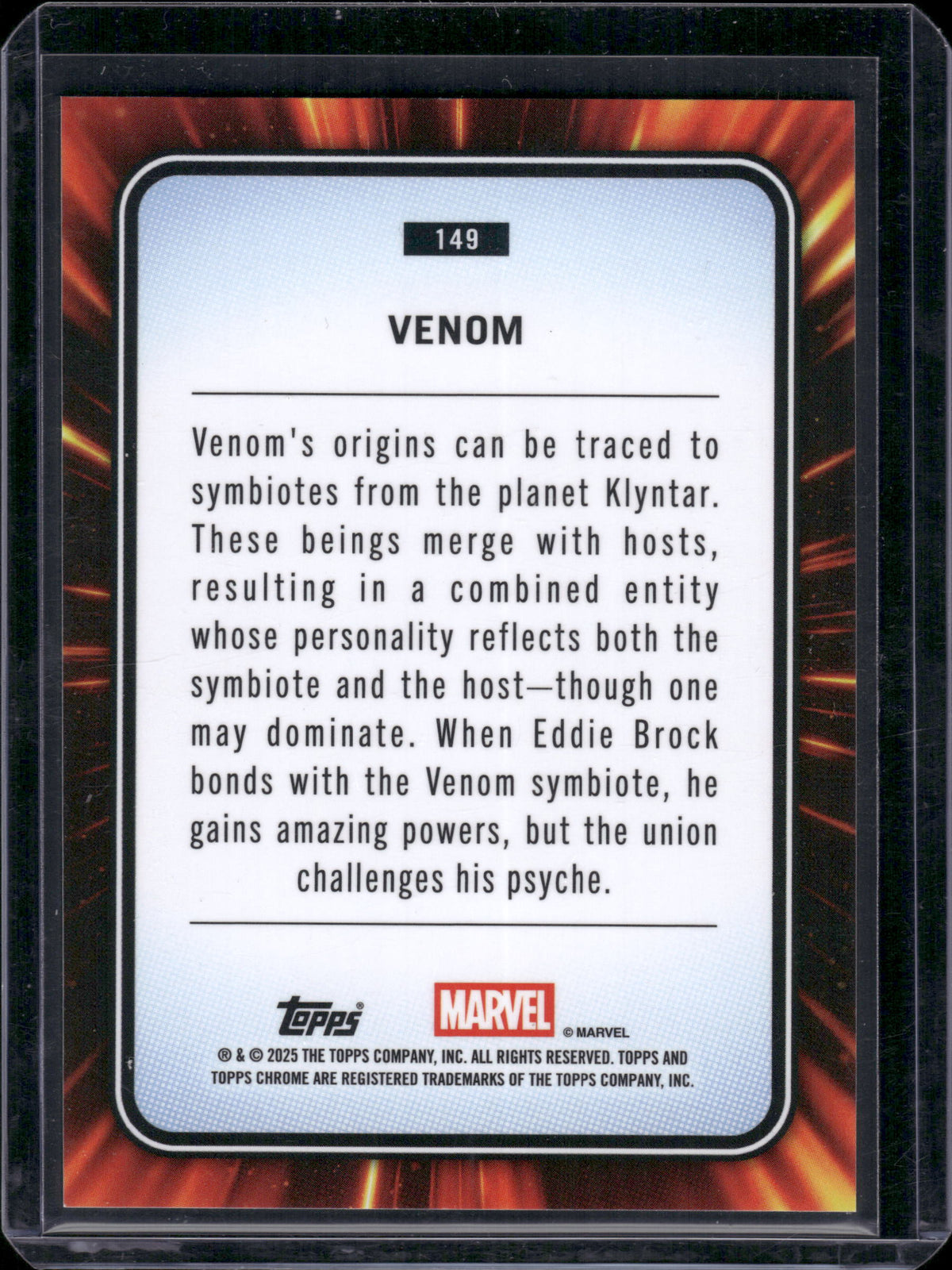 2025 Topps Chrome Sapphire Marvel Venom Refractor #149