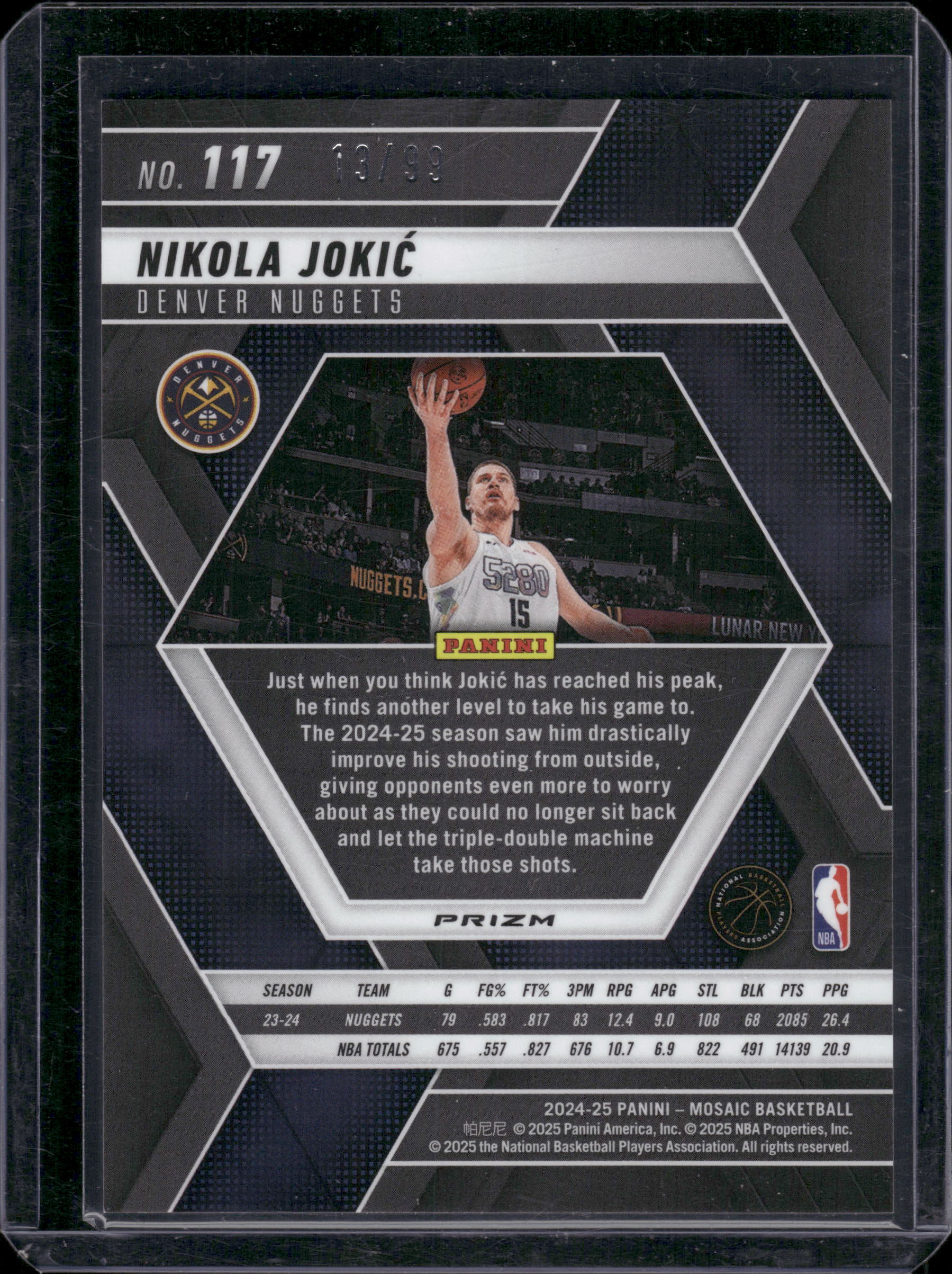 2024-25 Panini Mosaic Nikola Jokic Fast Break Red Mosaic #/99 #117