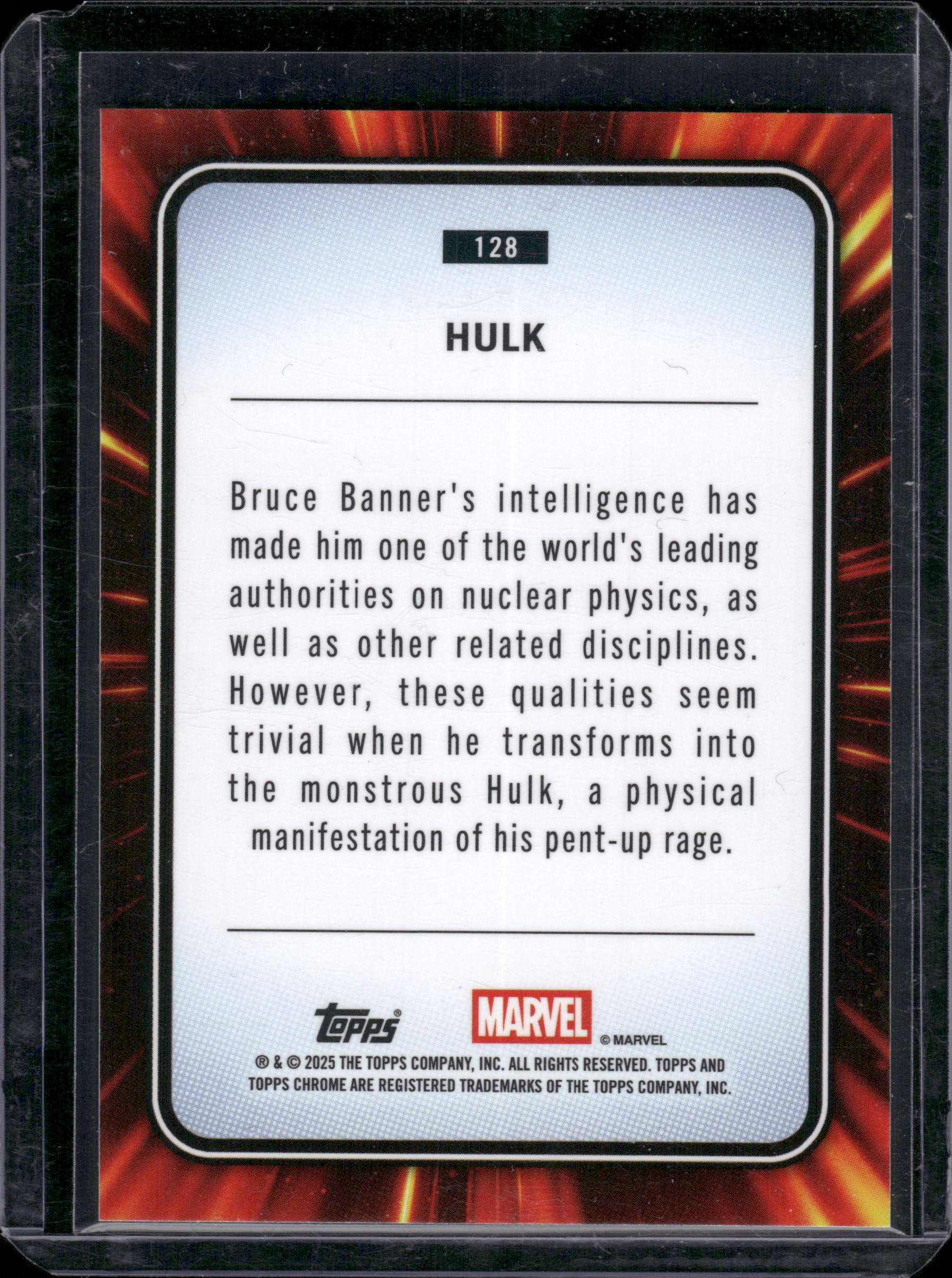 2025 Topps Chrome Sapphire Marvel Hulk Green /99 #128