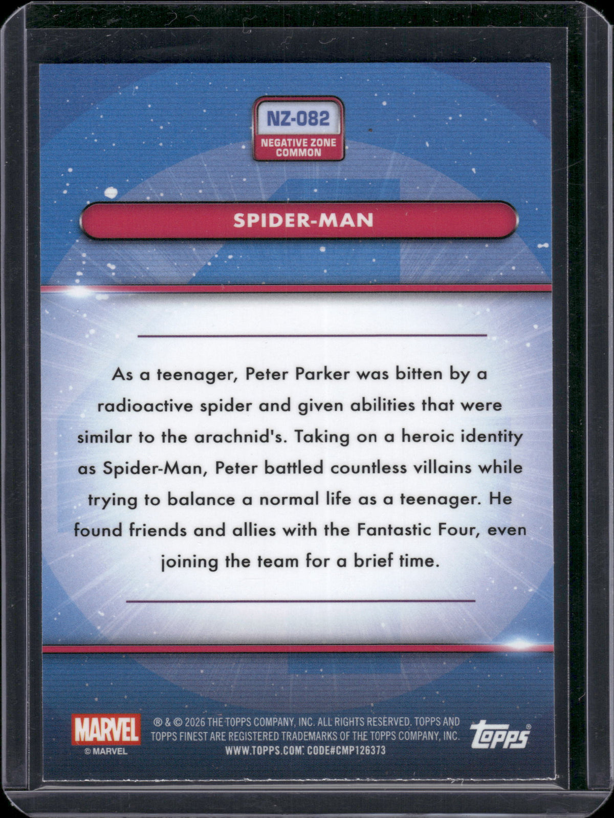 2026 Topps Finest Marvel Spider Man Green /99 #NZ-082